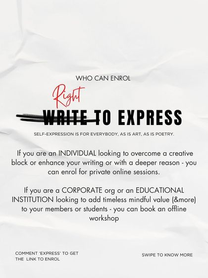 These workshops are for everyone. Whether you're an individual looking to overcome a creative block, or a corporate or educational institution wanting to add mindful value, there's a space for you here.
