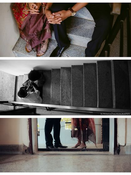 A collage from a very intimate court marriage story. We captured the quiet moments on the stairs and holding hands, focusing on their connection without showing faces to respect their privacy.