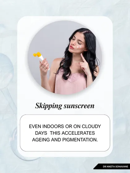 One of the most damaging habits is skipping sunscreen. Even indoors or on cloudy days, UV exposure accelerates aging and pigmentation. Daily sunscreen is non-negotiable for healthy skin.