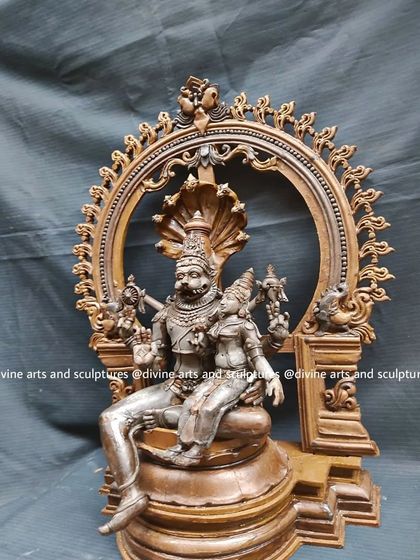 Another perspective of the Lakshmi Narasimha wax model, showing the loving interaction between the deities. This emotional detail is as important as the physical form.