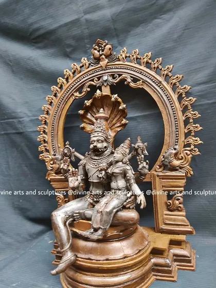 Another perspective of the Lakshmi Narasimha wax model, showing the loving interaction between the deities. This emotional detail is as important as the physical form.