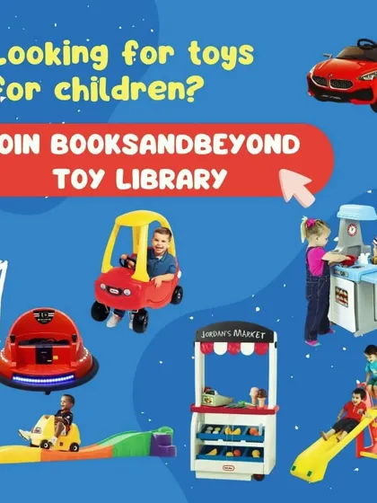 Don't buy what you can borrow. My library offers access to large items like slides, playhouses, and kitchen sets that are expensive to buy and difficult to store.
