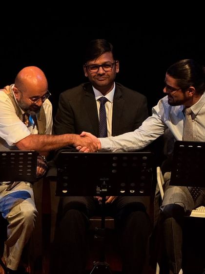 A still from the rehearsed reading of "Inherit the Wind."