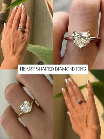 Every love story is unique, and so should be the ring that symbolizes it. This collage showcases a custom-designed heart-shaped diamond ring, a testament to how we can bring your personal vision to life.