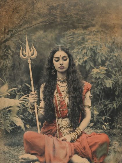 A moment of quiet contemplation in the portrayal of the goddess. This image captures the serene yet powerful essence of the divine feminine, a recurring theme in my thematic productions.