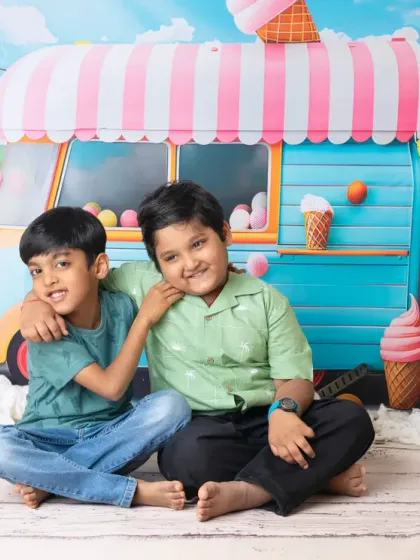 The ice cream truck theme is a hit with older kids too. These photos capture the pure happiness and excitement of a summer day treat.