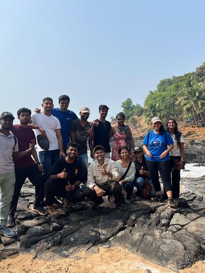 The group on the rocky shores of Gokarna after completing a section of the famous beach trek.