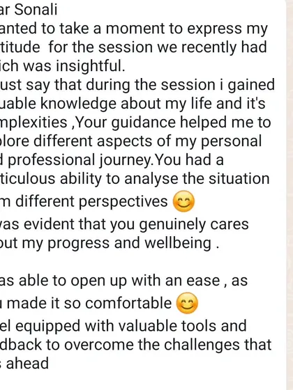 This is the kind of transformation my clients experience. It is not just about feeling better, but about gaining deep, valuable knowledge about your life, your journey, and the tools to overcome any challenge with confidence. My process is built on genuine care and creating a safe space for you to open up.