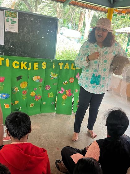 In my element, telling a story and spreading smiles and giggles. This is what I love to do most.