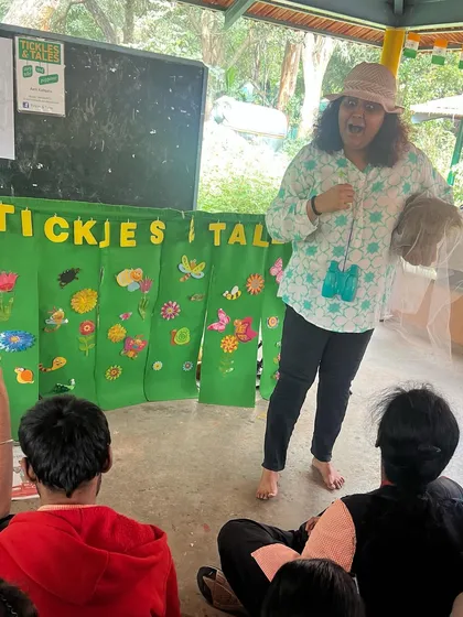 In my element, telling a story and spreading smiles and giggles. This is what I love to do most.