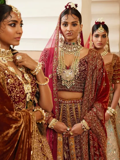 A wedding is a tapestry of individual styles woven together. Here, I coordinated the looks for three brides, ensuring each stood out while maintaining a harmonious, regal aesthetic. This showcases my expertise in styling not just the bride, but the entire bridal party and family for a cohesive visual story.