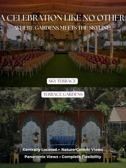 A celebration like no other, where our garden-like venues meet the city skyline. This image compares the Sky Terrace and Terrace Garden.