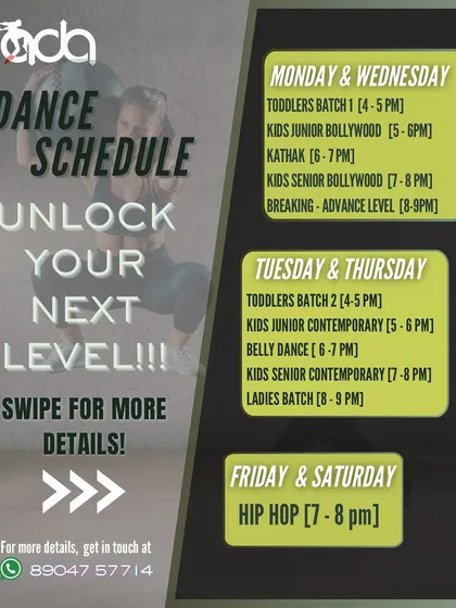 Your journey into dance starts here! This is our complete class schedule with batches for every age and style, from Toddler Bollywood to advanced Breaking. Find your perfect class and let's get moving.