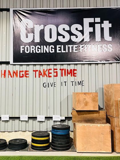 "Change takes time. Give it time." This quote on our wall is a daily reminder to be patient with the process. Our gym is set up with everything you need, from bumper plates to plyo boxes.