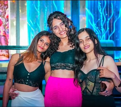 A group of friends enjoying the party at Hydra.