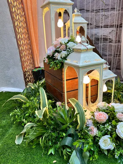 Another detail shot of the lantern decor, showing how simple lighting elements can be used to create a magical and inviting atmosphere.