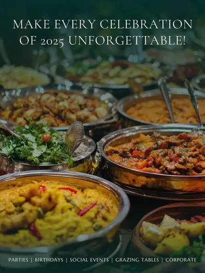 I can help make every one of your celebrations unforgettable. This image showcases a lush buffet with a variety of Indian and international dishes, perfect for parties, birthdays, and corporate events.