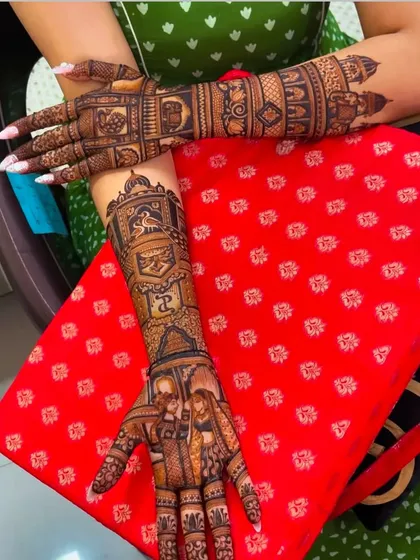 A full-arm design with a custom portrait and the initial 'P' incorporated into the artwork.