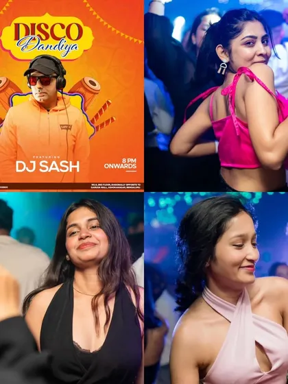 A collage from our 'Disco Dandiya' night. I love mixing traditional festive music with modern disco and Bollywood beats.