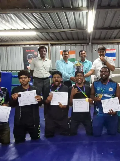 The result of dedication. Our fighters celebrating their gold medals and certificates after the Bengaluru University Inter-college Boxing sports competition. Hard work pays off.