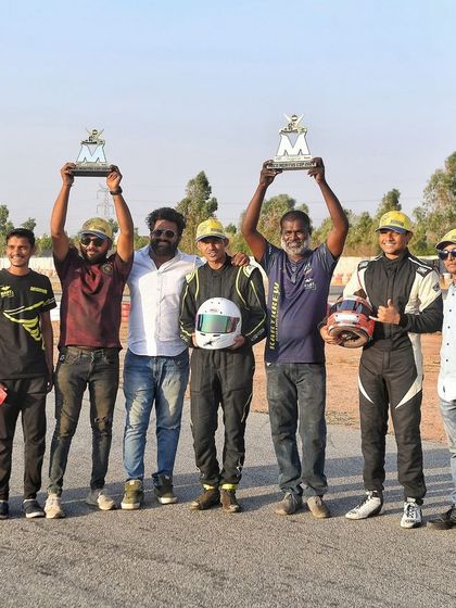 The Kartkrew Motorsports team celebrating their podium finishes at the Meco Meritus Cup 2024.