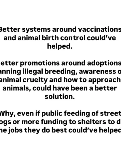 We propose alternative solutions that could have been considered, such as better vaccination and birth control programs, promoting adoption, and funding shelters to do their jobs effectively.