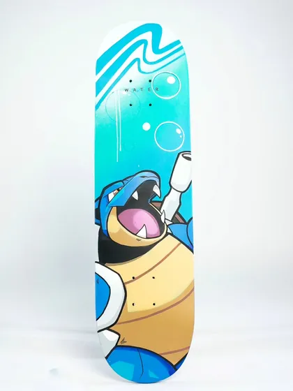 The Blastoise deck from the 'Elementals' series. I used cool blues and bubble effects to capture the Water element theme for this classic Pokémon.