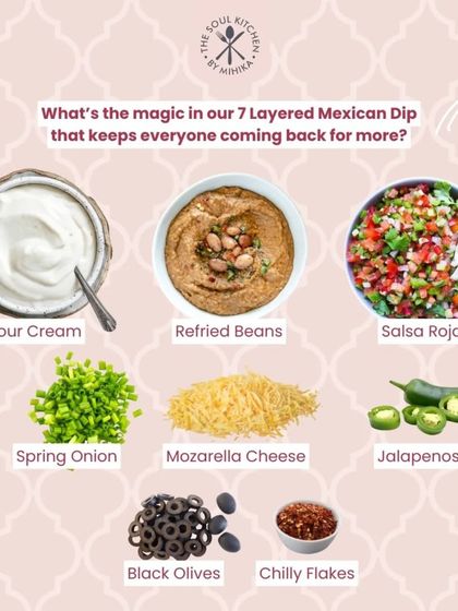 My 7-Layered Mexican Dip is a party in a jar, with layers of sour cream, refried beans, salsa, cheese, and more.