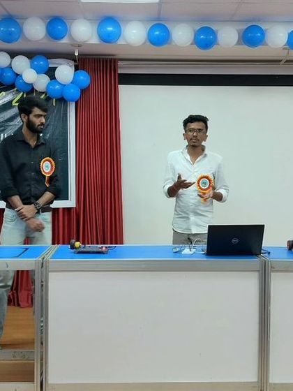 Our team presenting at the Innovation Fair at the District Science Centre in Kalaburagi. We believe in sharing our passion for robotics and fostering innovation within the wider science community.