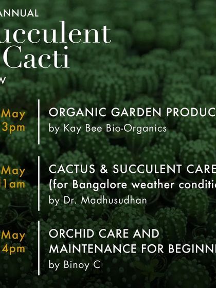 This graphic announces the workshops we hosted during our annual Succulent and Cacti show. We love creating events that bring the plant community together to learn and share.