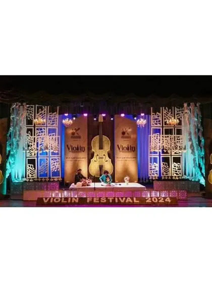 The grand stage of the Violin Festival 2024 in Kolkata. It was an honour to perform with Manas Kumar bhai in such a beautifully decorated hall.