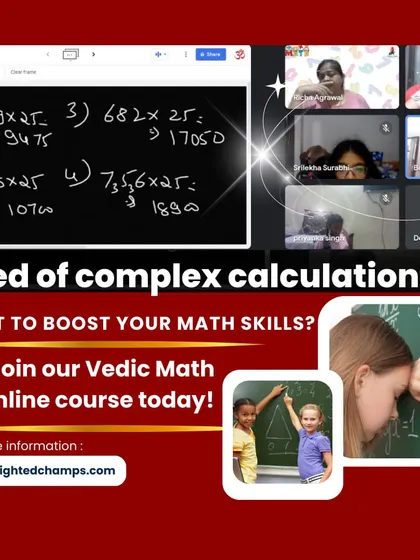 Here is a glimpse into one of our live Vedic Math online classes. We focus on teaching ancient techniques to simplify complex calculations, helping students build speed and confidence in mathematics.