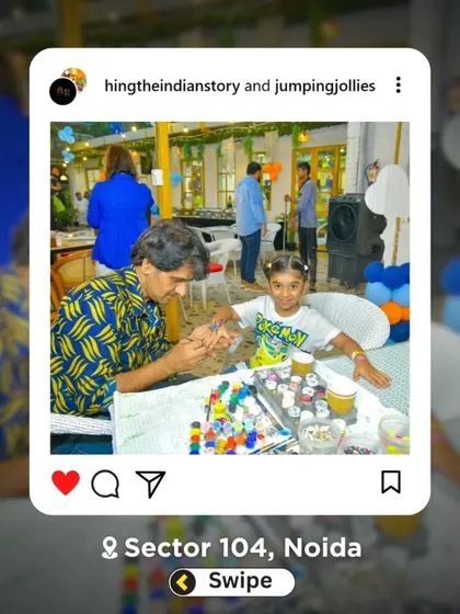 A guest gets an intricate design painted on her hand. This activity, similar to face painting, is always a hit with kids who love art.