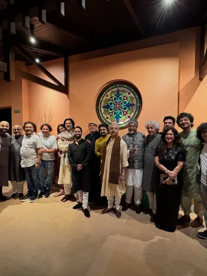 A group photograph with all the brilliant musicians who performed at the 'Malhar & the Sea' festival. It's a joy to be in the company of such talent.