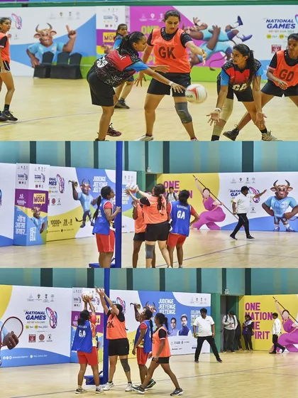 This collage highlights the defensive skills of Delhi's netball goalkeeper, Tanu Shokeen. We create visual summaries that showcase a specific player's contribution to the team's success.