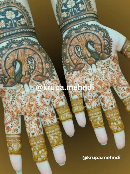 A fancy peacock design with a modern twist. The mix of traditional motifs with a more open, flowing style makes this perfect for Diwali or any party.