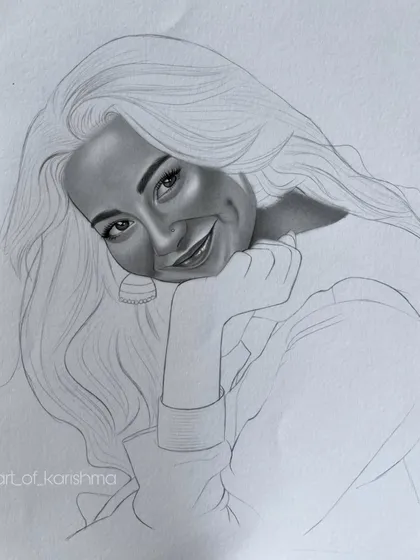 Another progress shot of the Hania Amir portrait, with more of the face shaded and taking shape.