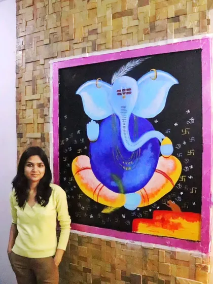 This large-scale Ganpati mural is a powerful centerpiece for a home. Over the years, I've painted Ganesha in many forms, and this piece showcases my ability to handle detailed, culturally significant artwork on a grand scale.
