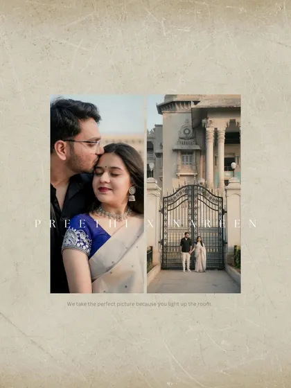 A collage featuring a romantic forehead kiss and a grand shot in front of the Vidhana Soudha gates. This blend of intimacy and scale is a signature of my storytelling style.
