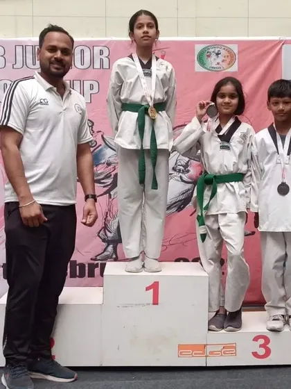 Our sub-junior national qualifiers on the podium. Their journey to Cuttack for the nationals is a proud moment for the academy.