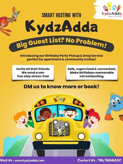 Worried about getting a big group of kids to the party? I've got you covered. My birthday party pickup and drop service is designed for apartment and community bookings, making your celebration memorable, not exhausting.