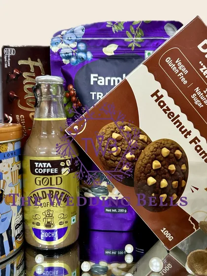 We focus on quality, even in our fun hampers. This close-up shows the premium brands and thoughtful selection in our late-night munchies collection.