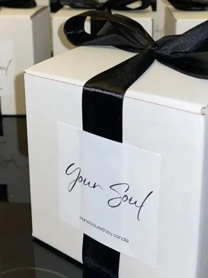 Your brand, my craft. I offer complete white-labeling services, including custom-designed packaging like this elegant box with a black ribbon, perfect for creating a premium product line or corporate gift.