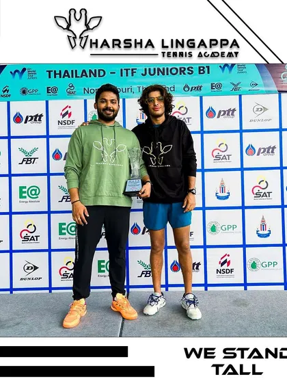 My coaching extends to junior athletes destined for greatness. Here I am with a client who became a J300 (JB1) doubles champion in tennis, showcasing how my strength and conditioning programs translate to victory on the court.