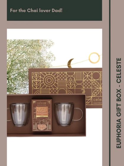 The Euphoria Gift Box is perfect for the chai-loving dad. It includes a premium tea blend and a set of elegant double-walled glass mugs for his daily tea ritual.