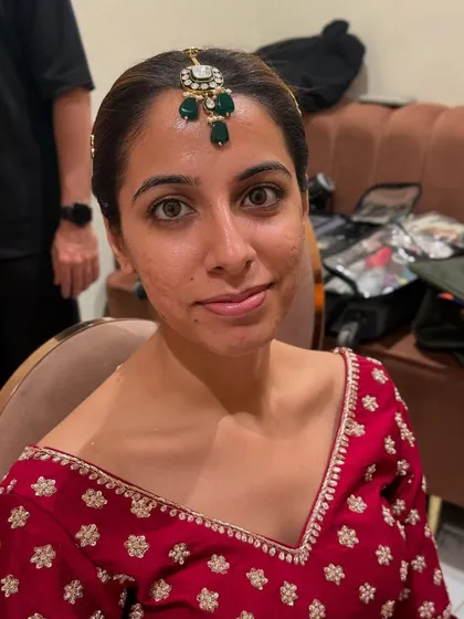 The "before" shot of my lovely bride, Kritika. Her skin has some texture, which is completely normal and beautiful.