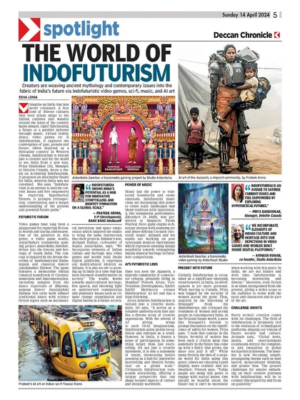 My feature in the Deccan Chronicle's 'Spotlight' section, which did a deep dive into the world of Indofuturism. It was great to share my thoughts on weaving mythology and sci-fi together.