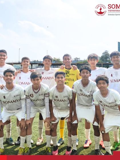The Somaiya FC U-16 football team poses for a group photo on the field before their convincing 3-0 win in the MFA YPL.