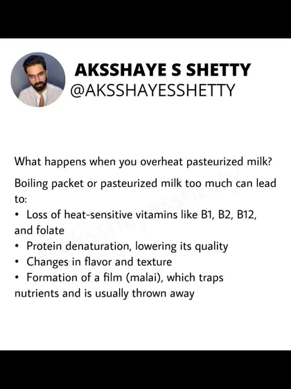 Pasteurised milk is already safe to drink. Overheating it can destroy heat-sensitive vitamins and lower its protein quality. Gently warming it is enough to preserve its maximum nutritional value.