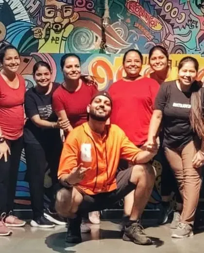 My Zumba squad is my family. We push each other, celebrate our progress, and always have a blast. This is a shot of one of our awesome ladies-only batches after a killer session against our studio's graffiti wall.